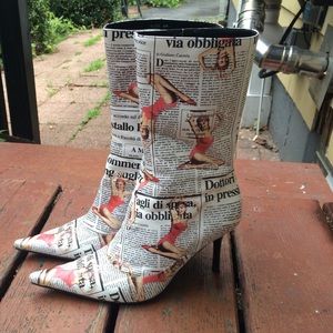 Newspaper Print Boots