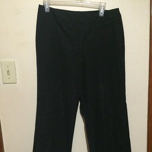 PIN STRIPED STRAIGHT LEG SLACKS - Black and silver
