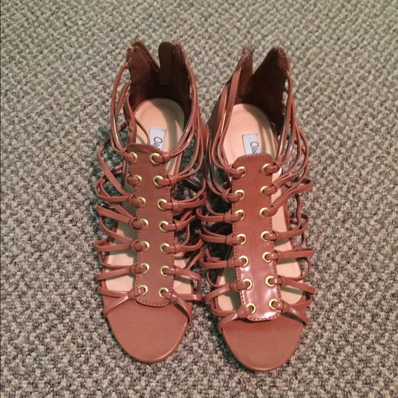 Brown strappy wedges