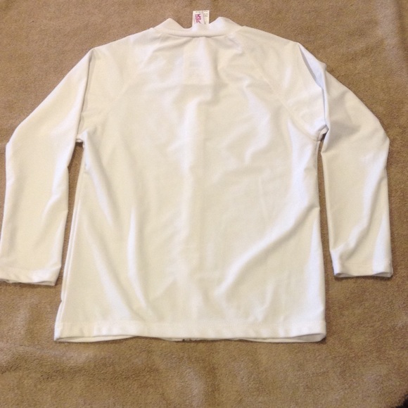 White UPF Protection Zip Front Rash Guard - Picture 4 of 4