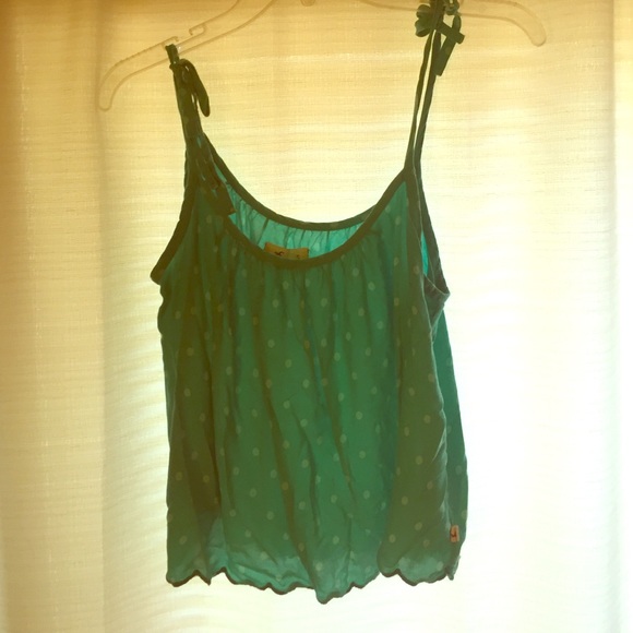 Crop mint polka dot tank Hollister