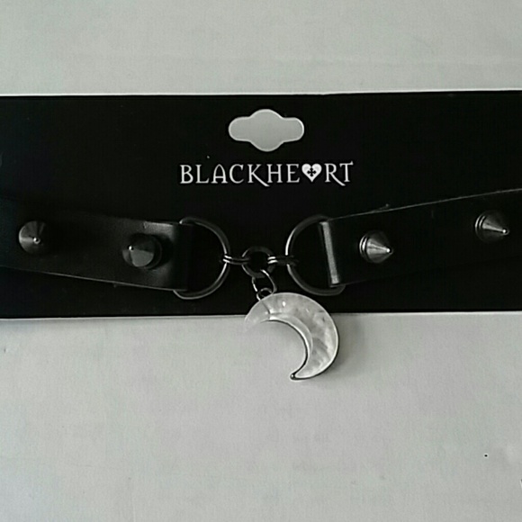 Studded choker with a Cresent moon