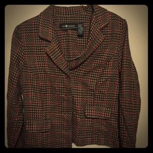 TWEED BLAZER w/ SHOULDER PADS - Gold, black, red
