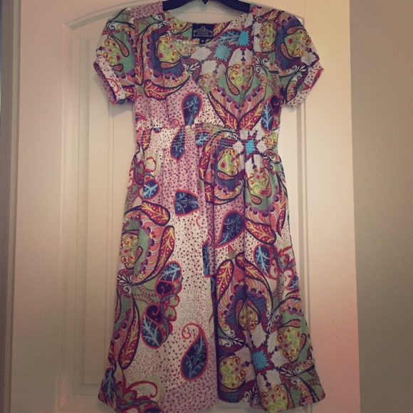 Angie paisley print tshirt material dress.