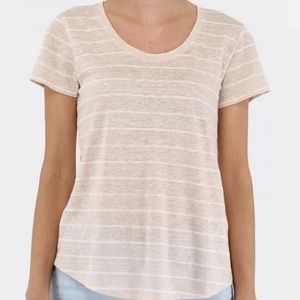 🎉 SALE 🎉 vince • peach striped cotton linen tee