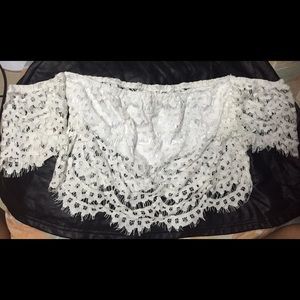 White off the shoulder lace bralette/ crop top