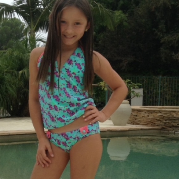 Mint Floral Tankini Swimsuit Set