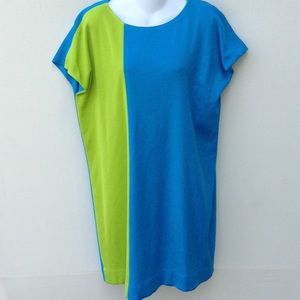 Missook Bold Blue and Avocado Green w/ Lined Tunic