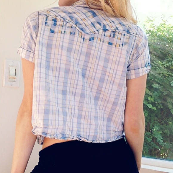 Diesel Light Blue Plaid Button Up Top - Picture 3 of 4