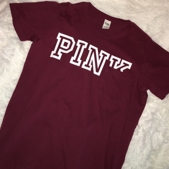 Victoria's Secret Pink maroon pocket tee