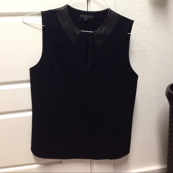 Rag & Bone Leather Collar Sleeveless Top