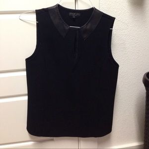 Rag & Bone Leather Collar Sleeveless Top