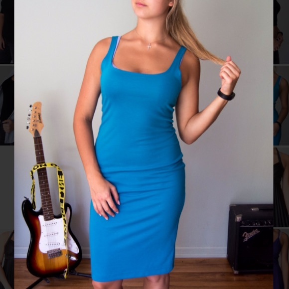 Zara Teal/Blue Skin Tight Dress from Jen's closet on Poshmark
