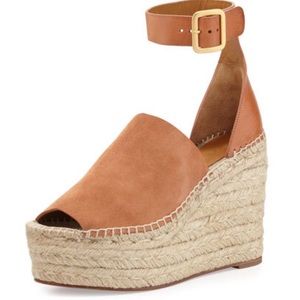 Chloe Suede Ankle Wrap Espadrille Wedges