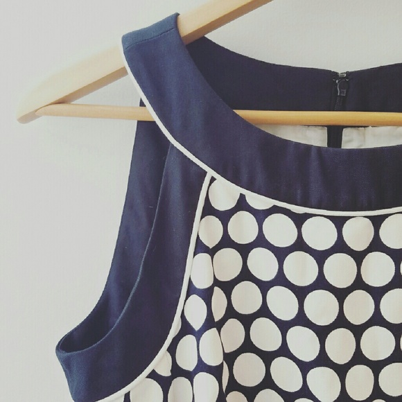 Ann Taylor Dresses & Skirts - Ann Taylor Navy and White Polka Dot Mod Dress
