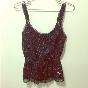 Navy blue polka dot tank top NWOT