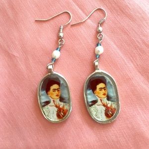 Frida Khalo Inspired Silver Earrings