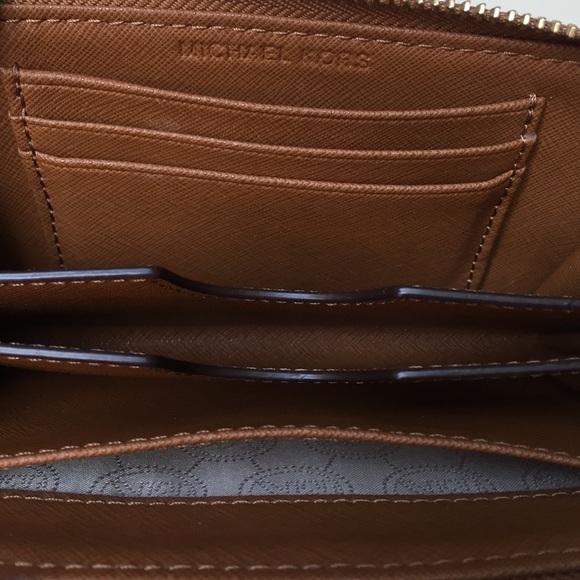 Leather MK acorn/luggage color wristlet - Picture 3 of 4