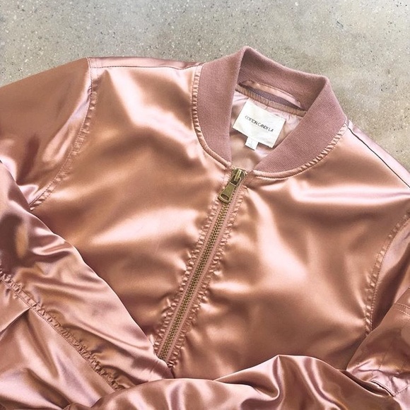 Jackets & Coats Last Item Rose Gold Satin Silk Bomber Jacket Poshmark