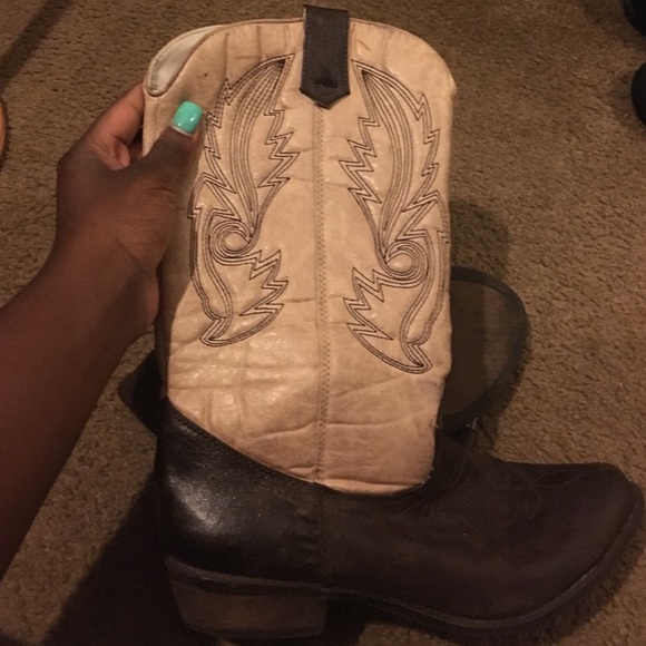 Cream and brown cowboy boots