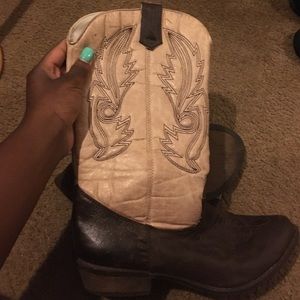 Cream and brown cowboy boots