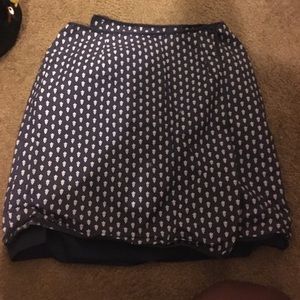 Blue and white wrap around skirt