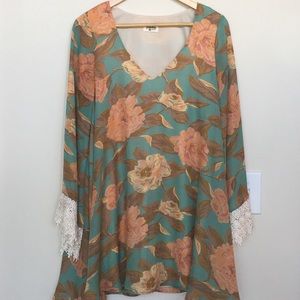 Floral Mumu with lace trim