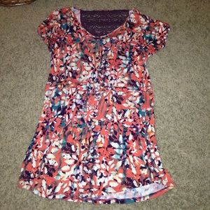 Flower design short sleeved dress