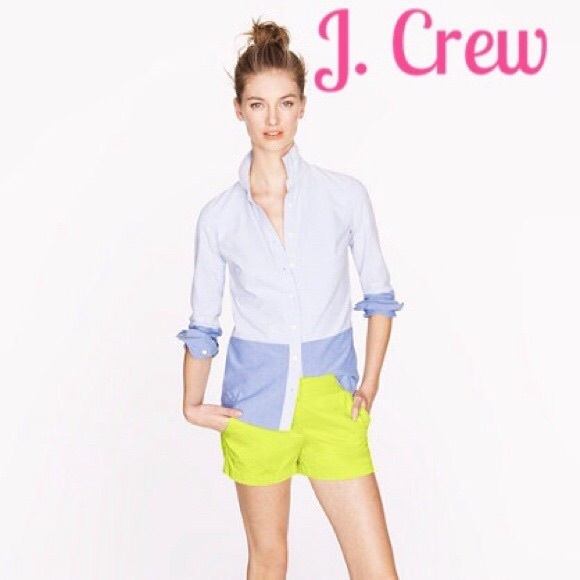 jcrew neon yellow chino shirts sz 4