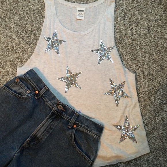 PINK Victoria's Secret Tops - PINK sequins star tank