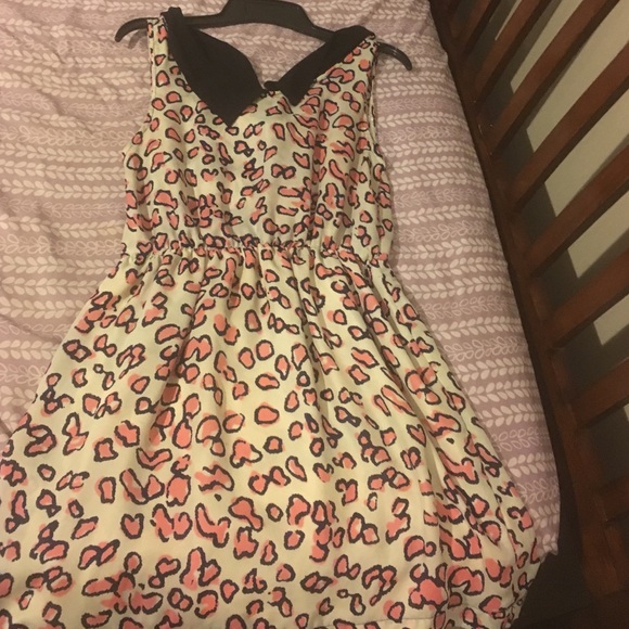 White, pink, blue and black dress