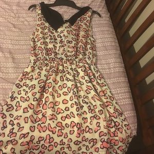 White, pink, blue and black dress