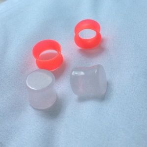 Rose Quartz and Orange silicone tunnels (BUNDLE!)