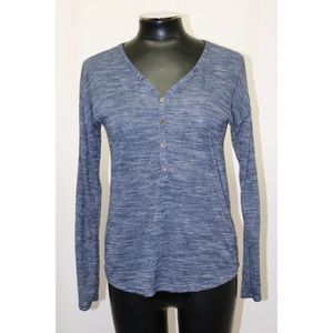 Maison Jules Sweater Henley V Neck Long Sleeve