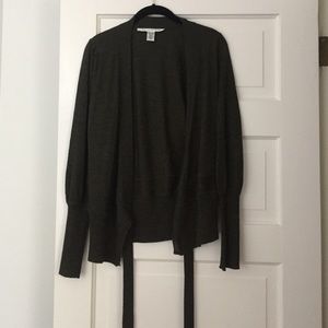 Dark olive green dvf sweater wrap.