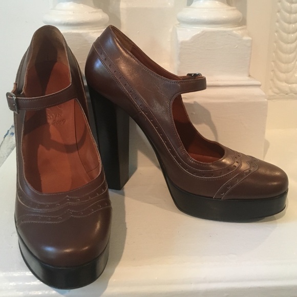 Lanvin brown platform pumps
