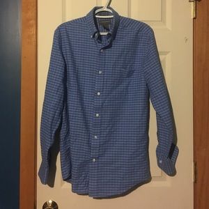 Men's SMALL blue checker button up shirt