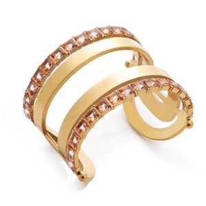 Tory Burch Open Jeweled Gold Metal Cuff Bracelet