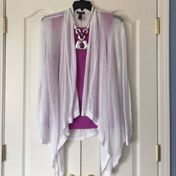 Spring Mercer Sweaters - White self closure cardigan