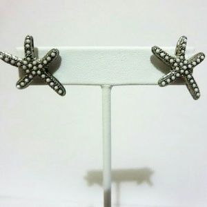 Silver Tone Starfish Stud Earrings