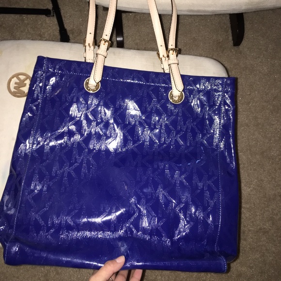 Michael Kors blue metallic tote
