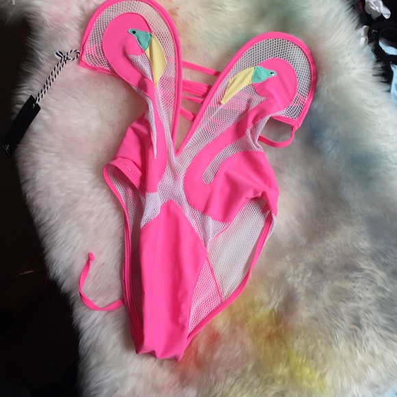 ~ The Kissing Flamingo Swimsuit ~ - Picture 3 of 4