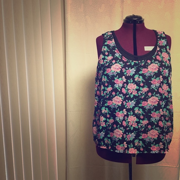 Just Be 2 for floral tank 3X Black and Pink Roses
