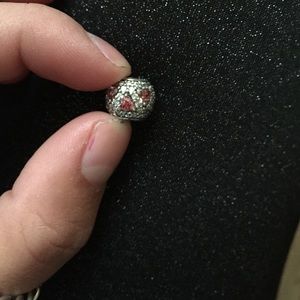 Silver and pink heart pandora charm