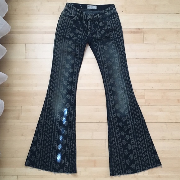 Free people printed bell bottom jeans