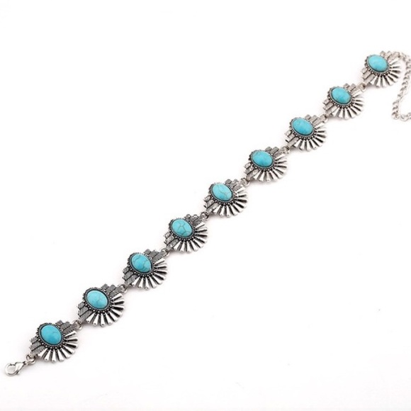 SALE "Maddox" Turquoise & Antiqued Silver Choker