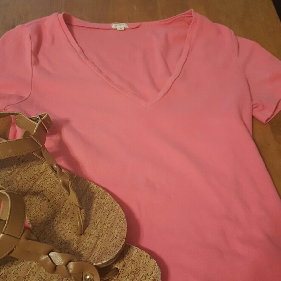 Hot Pink JCREW V-neck tee