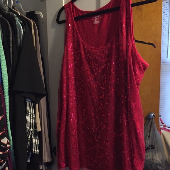 Red sequin tank top