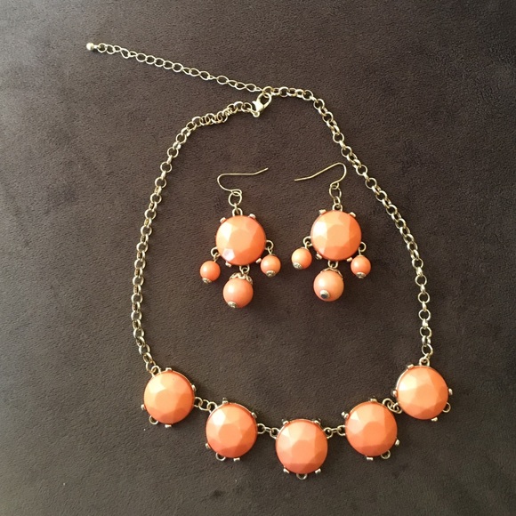 Peach Candy set of Necklace and Earrings