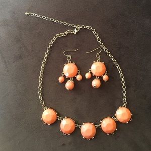 Peach Candy set of Necklace and Earrings